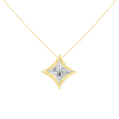 10K White Gold 1/10 Cttw Bezel Set Solitaire Princess Cut Diamond Kite Shaped Pendent Necklace - 18" Inches