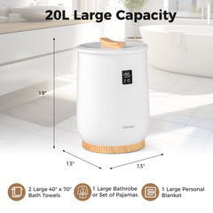 20L Large Heated Towel Warmer with LED Display and Button Control-White
