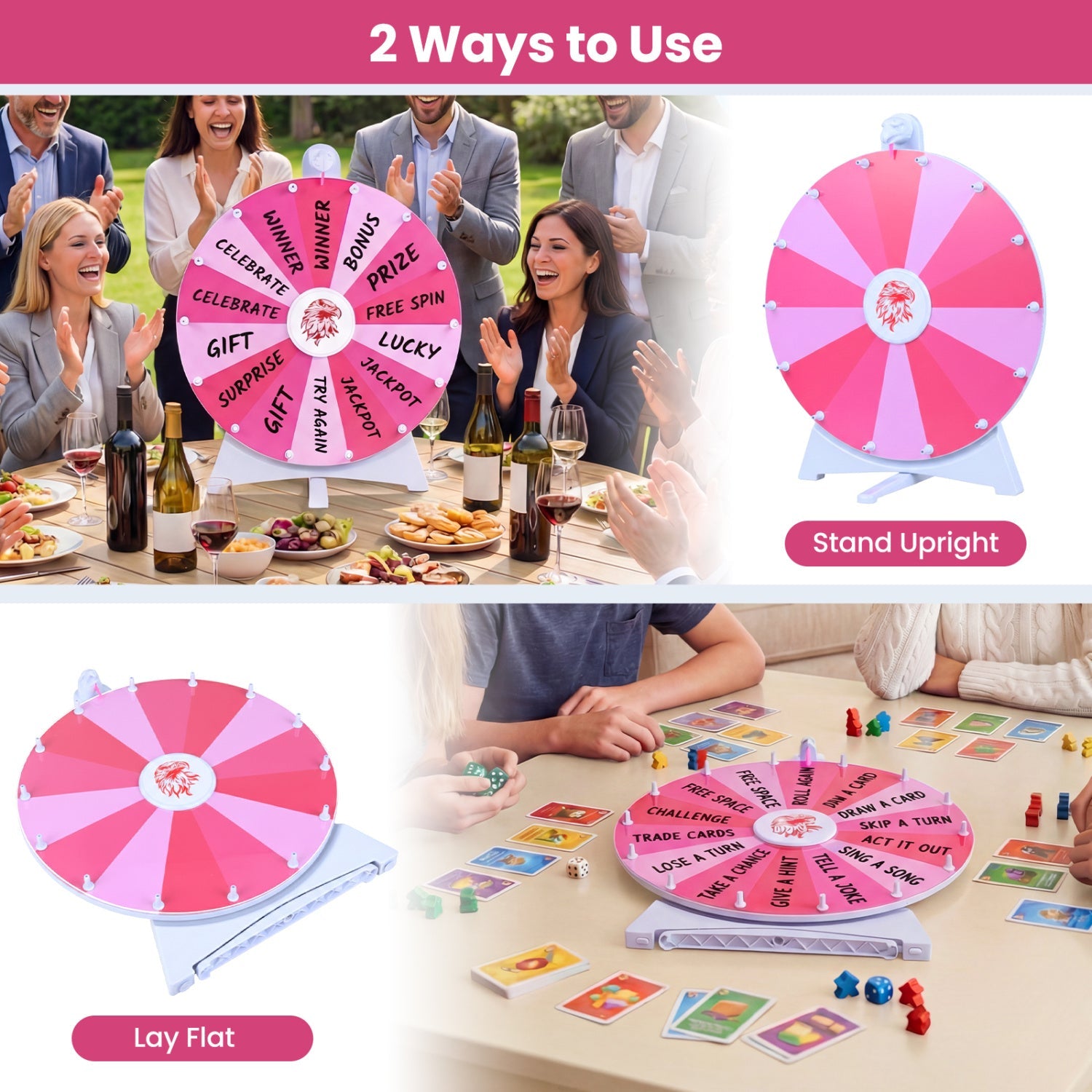 20 Inches 14 Slots Spin Wheel with Blackboard Marker for Prizes