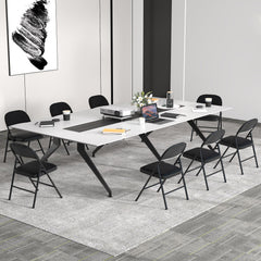 2 Pack Folding Chairs with Metal Frame and PVC Leather for Indoor Outdoor-Black