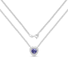 0.55 Carat Genuine Tanzanite and White Topaz .925 Sterling Silver Necklace