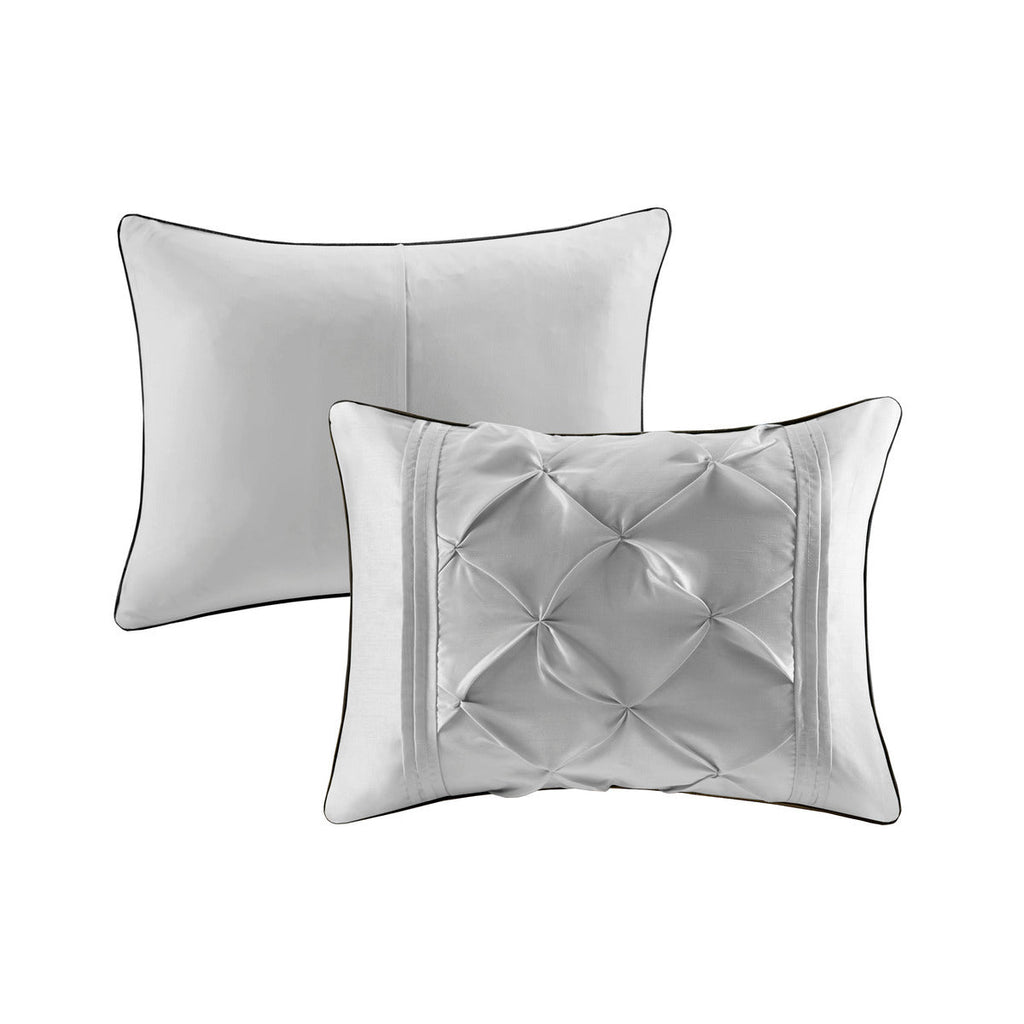 7 Piece Tufted Comforter Set Grey King