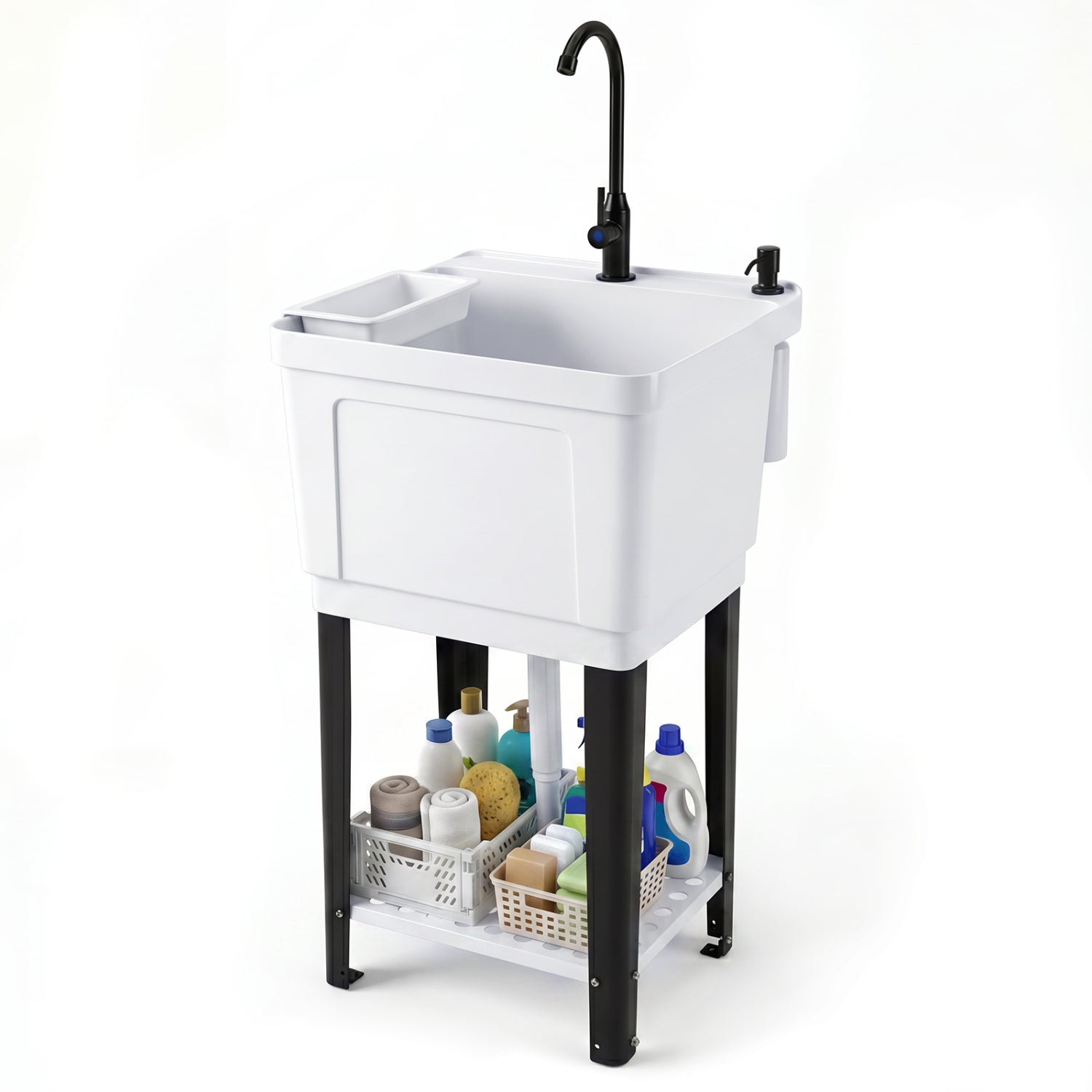 14.5 Gal Utility Sink with Rotating Faucet & Adjustable Legs