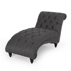 Chaise Lounge With Button Tufted Diamond Stitch