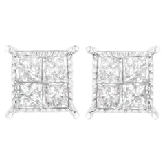 Sterling Silver 3/4 cttw Composite Diamond Stud Earrings (I-J, I2-I3)