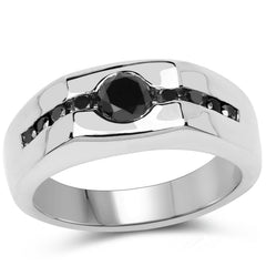 0.74 Carat Genuine Black Diamond .925 Sterling Silver Ring