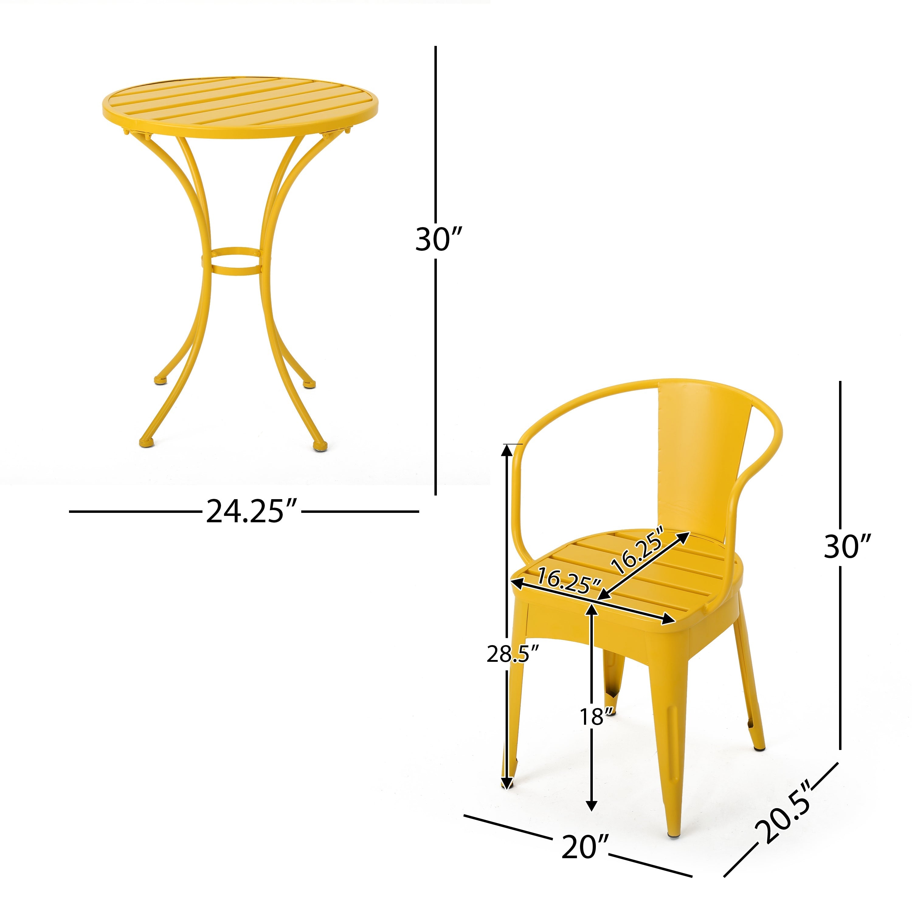 Bright Finish Colmar 3-Piece Yellow Iron Bistro Set
