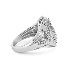 Sterling Silver 1 Cttw Diamond Pear-Shaped Triple Halo Cluster Ring