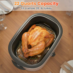22QT Electric Roaster Oven Turkey Roaster with Visible and Self-Basting Lid