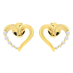 14K Yellow Gold 1/8 Cttw Diamond Journey Heart Hoop Earrings (K-L Color, I1-I2 Clarity)