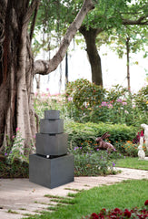 Cement 4 Tier Block Water Fountain Outdoor - Gray