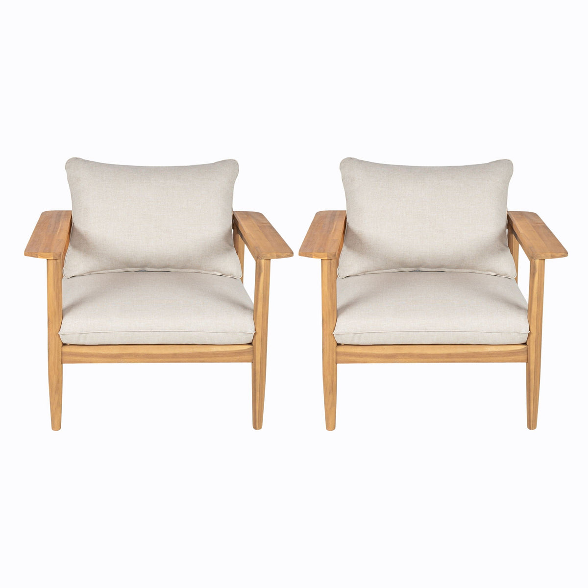 Terassi Outdoor Lounge Chair (Set of 2) with Cushions - Beige / Light Teak