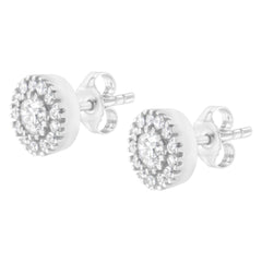 14k White Gold 1 cttw Diamond Halo Stud Earrings (I-J Clarity, I1-I2 Color)