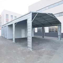 [23X46FT] Heavy-Duty Steel Garage Storage Shed With Reinforced Roof And 2 Doors (SAK29384)