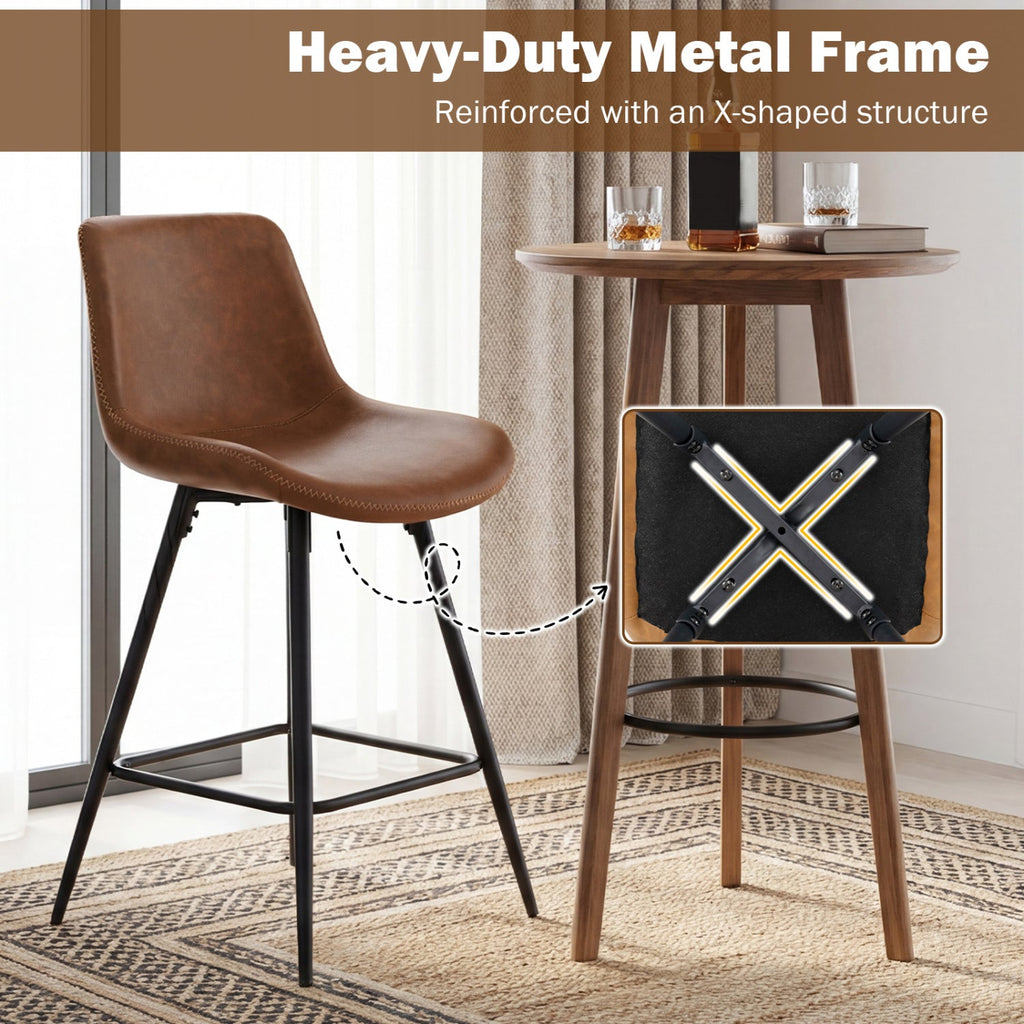 24 Inch Bar Stools Set of 2 with Backs and Footrests