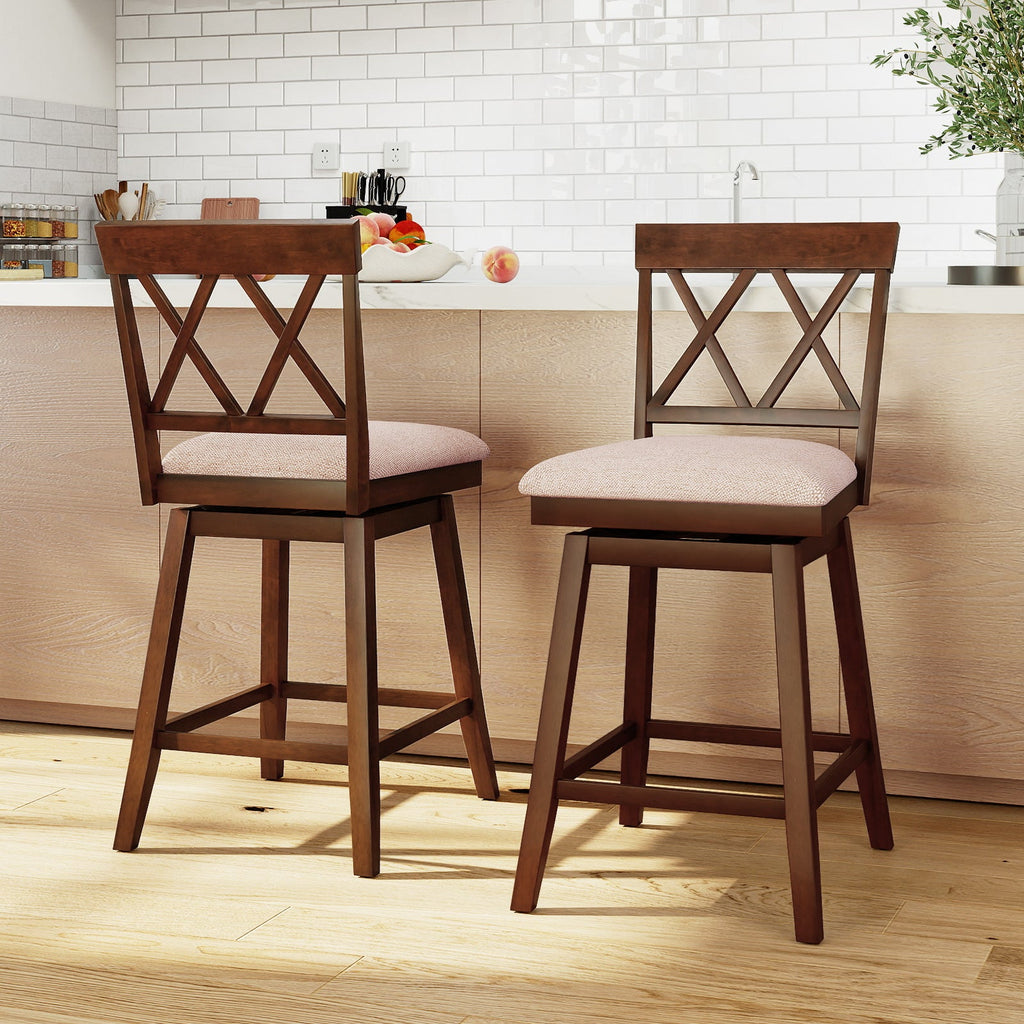Counter Height Swivel Bar Stools with Upholstered Seat - Set of 2