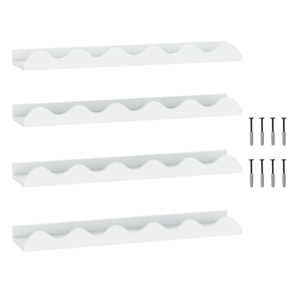 Wall-Mounted Picture Ledge Shelf Set of 4 - 24 Inch White