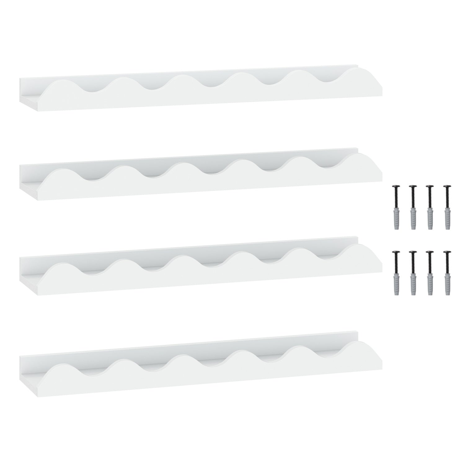 Wall-Mounted Picture Ledge Shelf Set of 4 - 24 Inch White