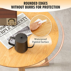 24 Inch Round End Table with Adjustable Foot Pads Natural