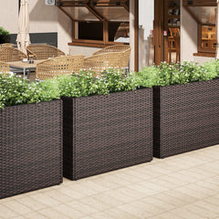 24 Inch Tall Raised Garden Bed All-Weather PE Rattan Wicker Flowerpot with Liner