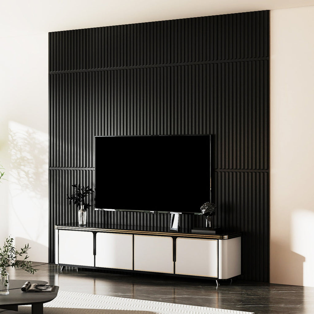24-Pack PVC Slat Wall Panels for Interior Wall Decoration for Living Room and TV Background