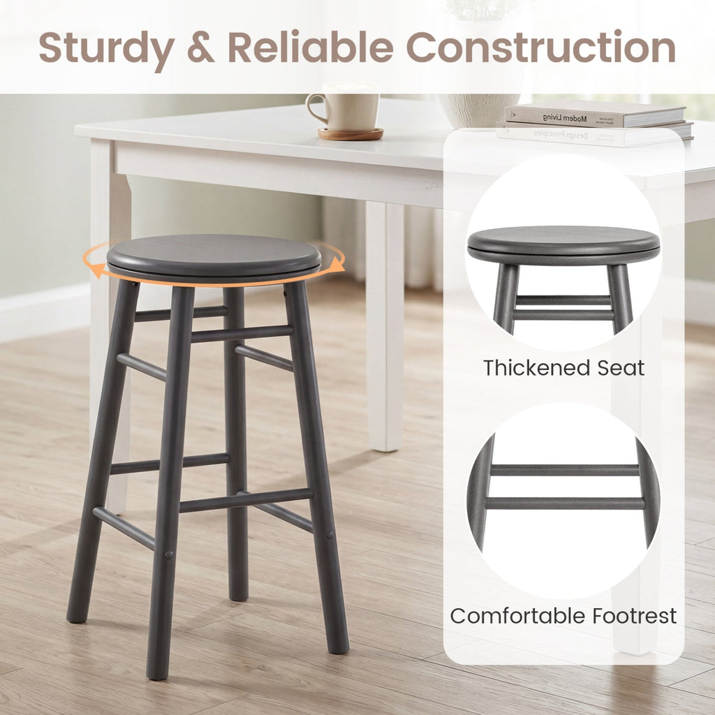 24" Swivel Bar Stools Set of 2 with Footrests