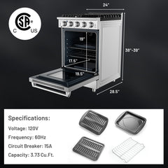 24 Inches Freestanding Natural Gas Range with 4 Burners Cooktop