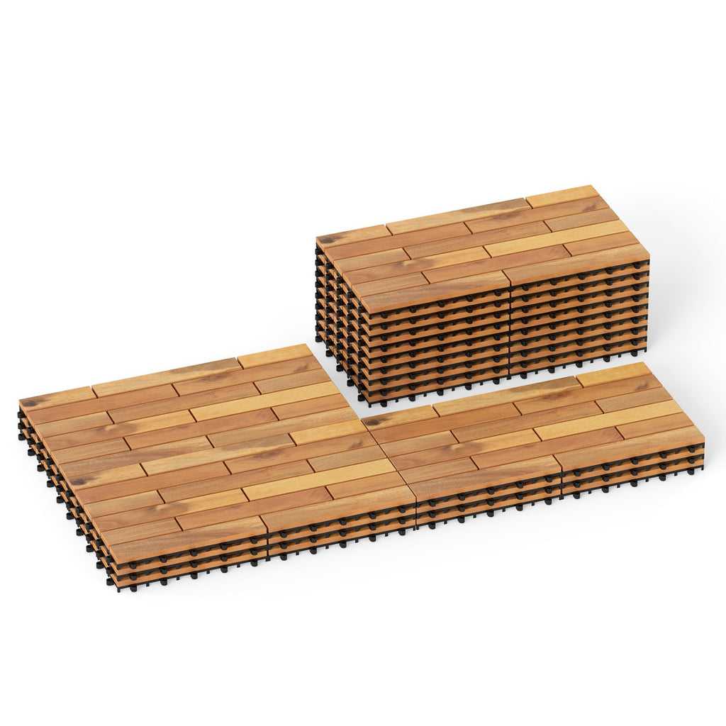 Acacia Wood Interlocking Deck Tiles 24x12 Inch - 36 Pack