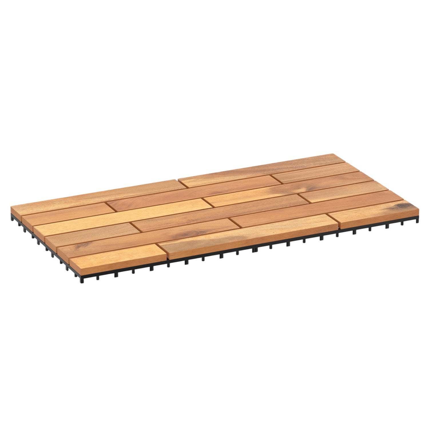 Acacia Wood Interlocking Deck Tiles 24x12 Inch - 36 Pack