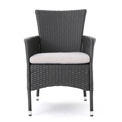 Dimensional Outdoor Dining Chair With Cushion Seat And Iron Frame (Set of 2)