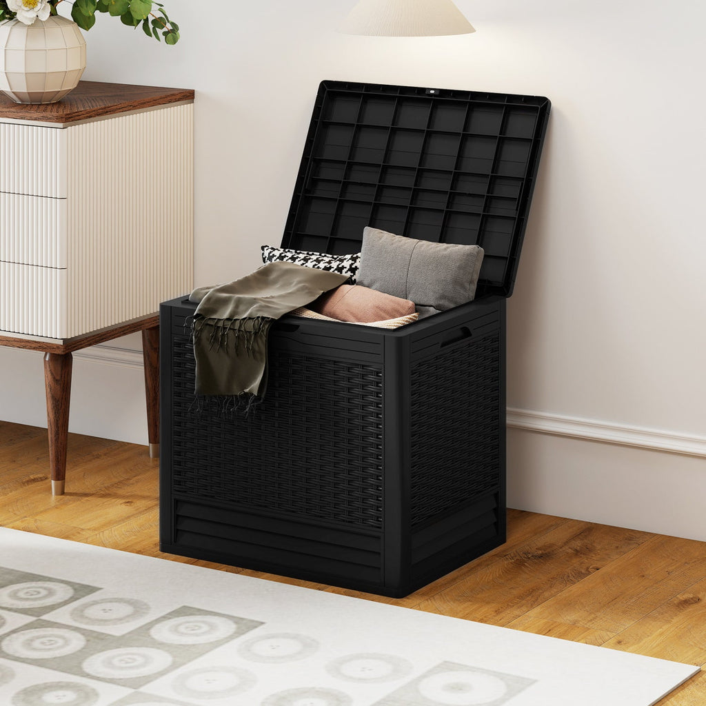 25 Gallon Outdoor Storage Box with Rattan Pattern
