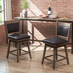 25/29 Inch Padded Bar Stools Set of 2 with Swivel Seat and Footrest