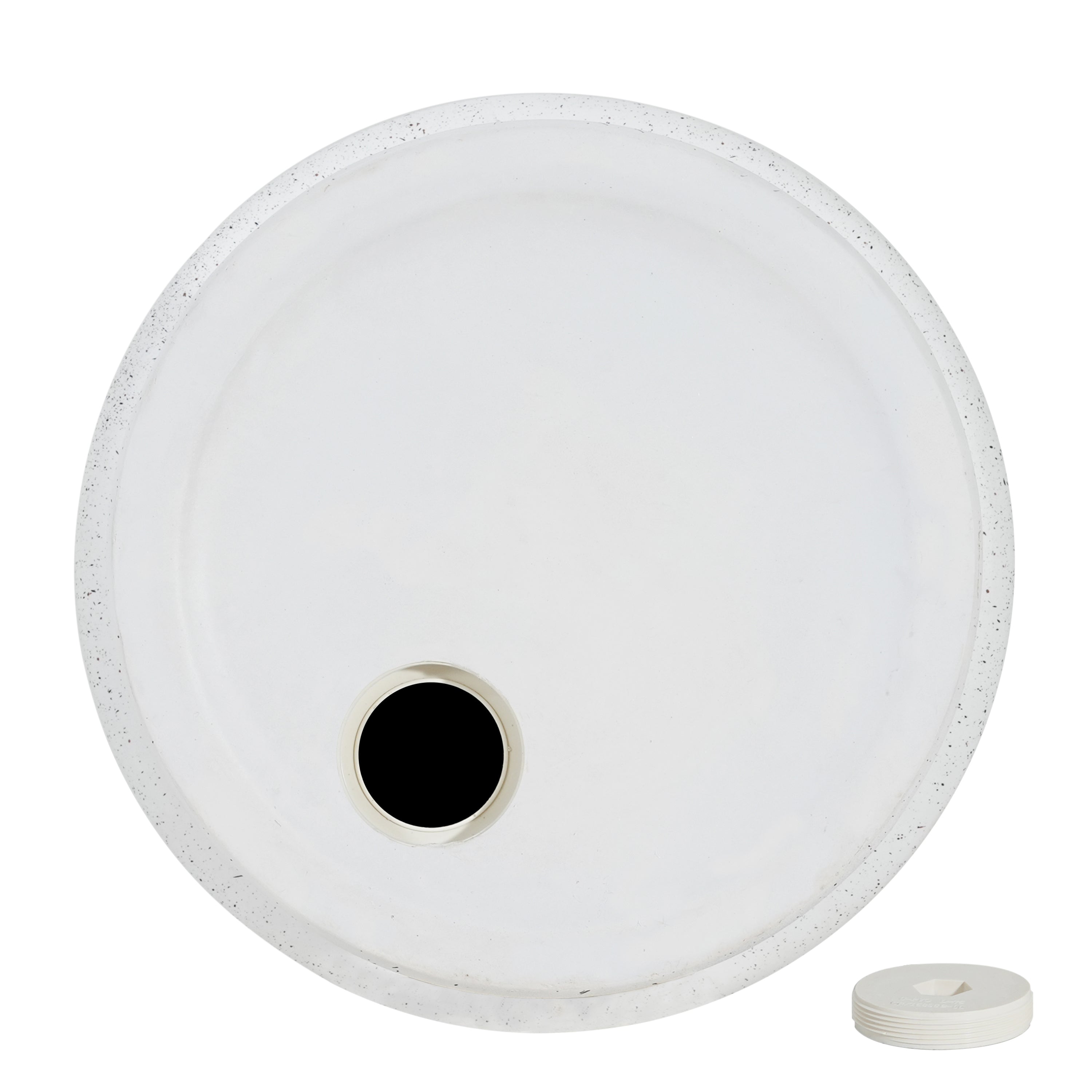 Tess MGO Outdoor Patio Side Table Umbrella Base in White Marble