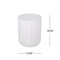 Outdoor End Table With Scallop Edge - Antique White