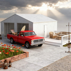 [25X33FT] Heavy-Duty Double Garage Galvanized Steel Barn Shed (SAK61234)