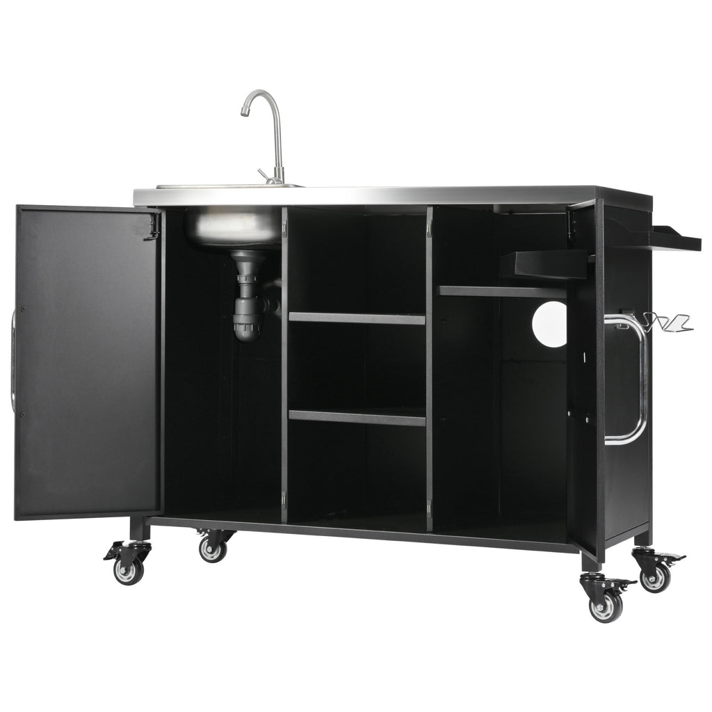 K&K 55.5' Outdoor Kitchen Island with 304 Stainless Steel Sink
