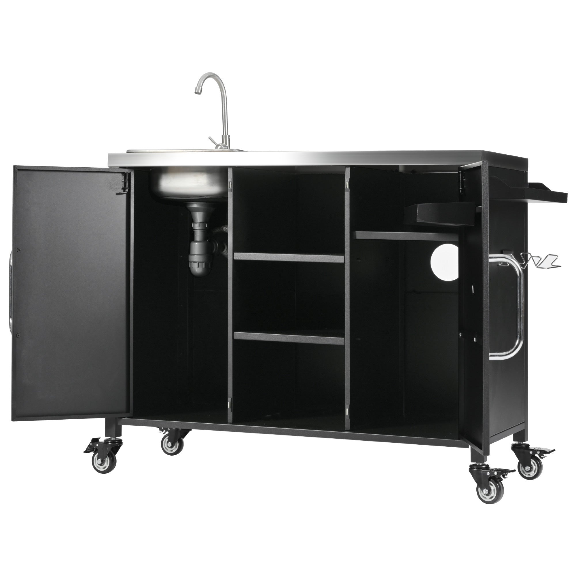K&K 55.5' Outdoor Kitchen Island with 304 Stainless Steel Sink