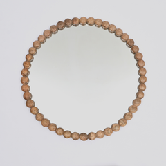 32-Inch Wooden Beaded Round Wall Mirror
