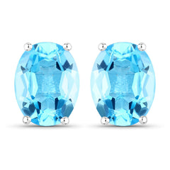 4.00 Carat Genuine Swiss Blue Topaz .925 Sterling Silver Earrings
