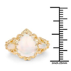 14K Yellow Gold Plated 3.26 Carat Genuine Ethiopian Opal .925 Sterling Silver Ring