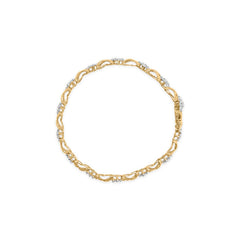 10k Yellow Gold 2.00 Cttw Diamond Cluster and Alternating "X" Link Bracelet (I-J Color, I3 Clarity) - 7"