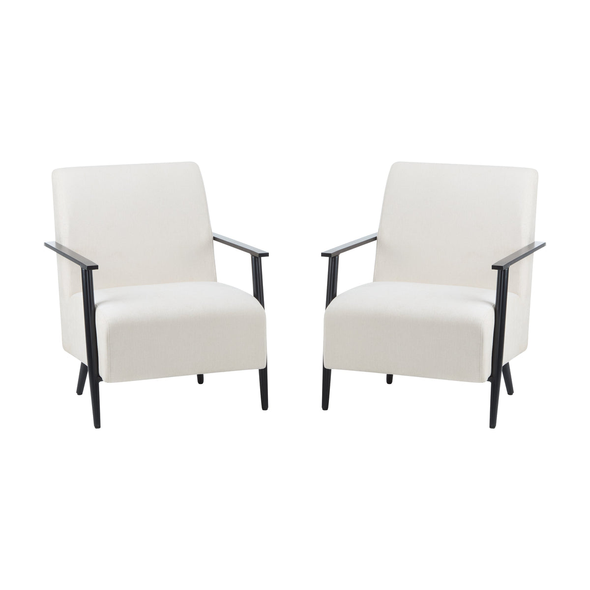 Modern Beige Lounge Chair Set with Polyester Upholstery and Metal Frame