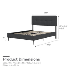 Tyler - Full Upholstered Bed - Dark Gray