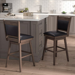 25/29 Inch Padded Bar Stools Set of 2 with Swivel Seat and Footrest
