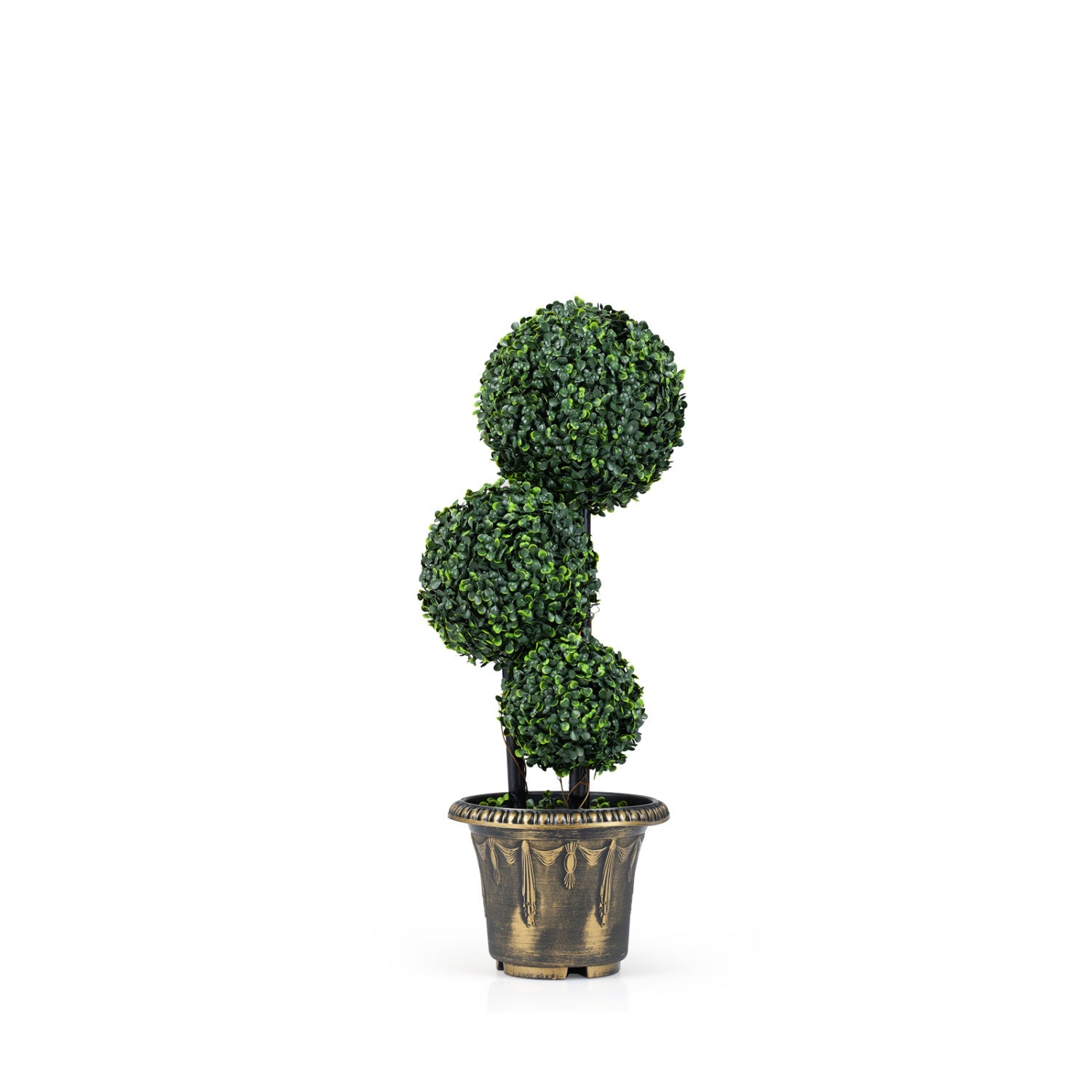 29 Inches Artificial Boxwood Topiary Tree Triple Ball Shrubs