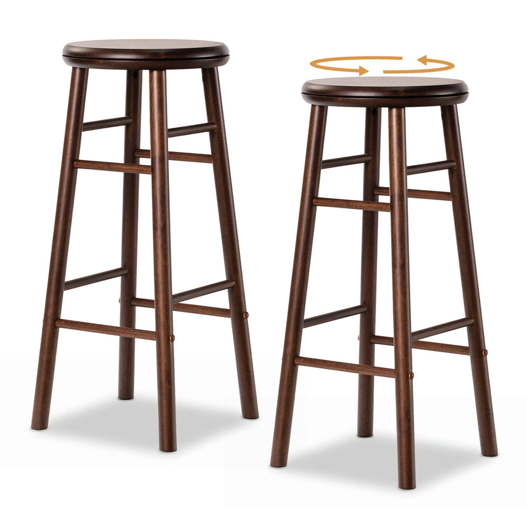 29" Swivel Bar Stools Set of 2 with Footrests