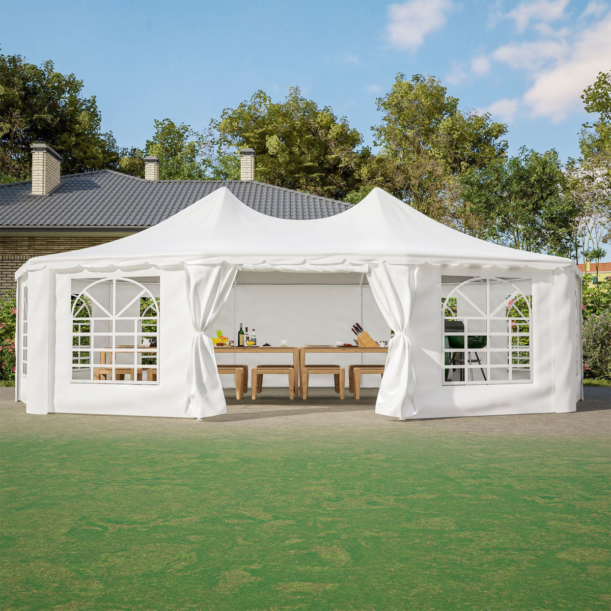 [29X21FT] Alora Extra Large Heavy-Duty Outdoor Waterproof Party, Wedding Tent With Steel Frame (SAK53821)