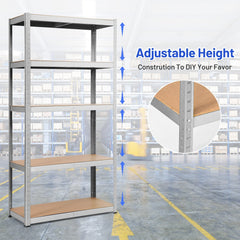 72 Inch Storage Shelf Steel Metal 5 Levels Adjustable Shelves