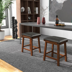Set of 2 24/30 Inch Dining Bar Stool with Rubber Wood