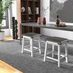 Set of 2 24/30 Inch Dining Bar Stool with Acacia Wood Frame-24 inches